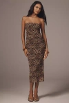 Nia Rowa Strapless Slim Midi Dress In Brown