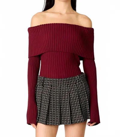 Nia Saffron Sweater In Wine In Burgundy
