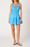 Nia Salt Cotton Mini Sundress In Blue