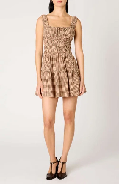 Nia Salt Cotton Mini Sundress In Brown