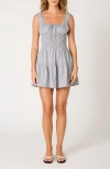 Nia Salt Stripe Cotton Mini Sundress In Gray
