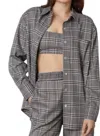 Nia Samira Plaid Button Down Shirt In Navy - Plaid In Multi