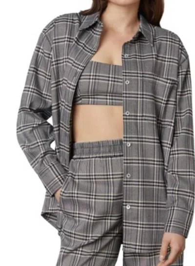 Nia Samira Plaid Button Down Shirt In Navy - Plaid In Multi