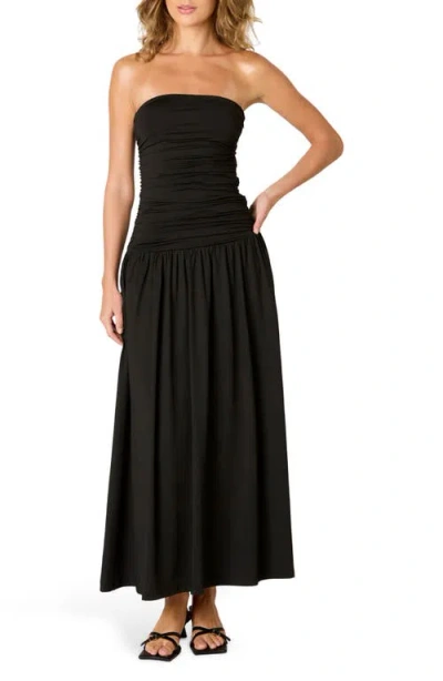 Nia Santal Strapless Dress In Black