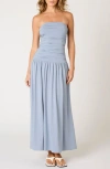 Nia Santal Strapless Drop Waist Maxi Dress In Gray