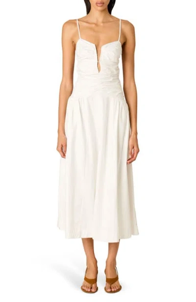 Nia Sawtelle Sleeveless Cotton Midi Dress In White