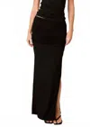 Nia Selena Side Slit Maxi Skirt In Black In Black