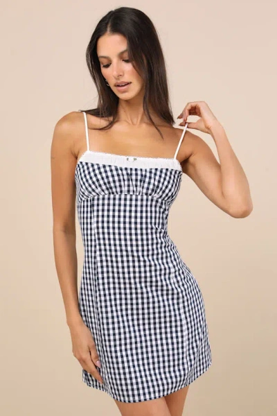 Nia Serrano Navy Gingham Mini Dress