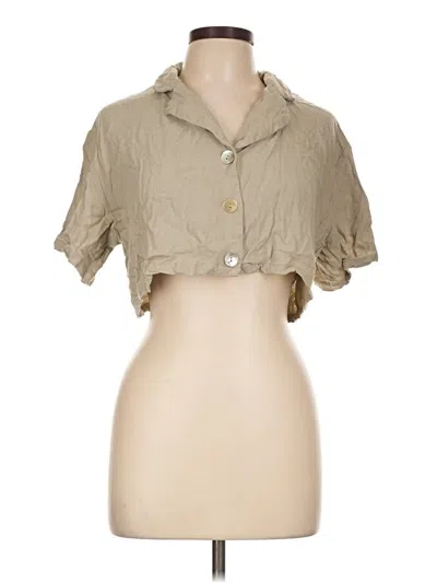 Pre-owned Nia Short Sleeve Blouse In Tan