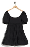 Nia Silvana Tiered Ruffle Stretch Cotton Minidress In Black
