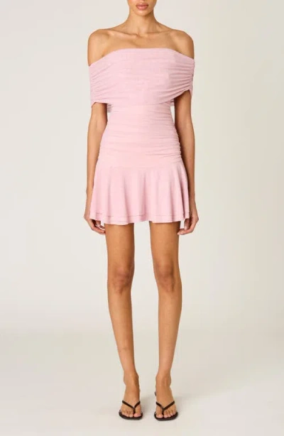 Nia Silverlake Off The Shoulder Mesh Minidress In Pink