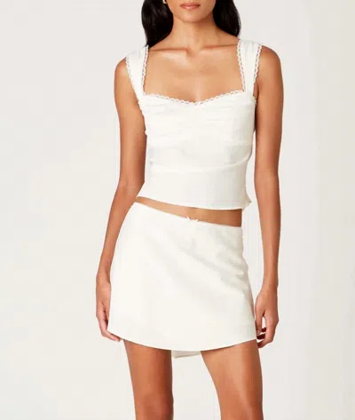 Nia Sleeveless Lace Trim Tie Back Top In White