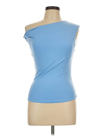 Pre-owned Nia Sleeveless Top Blue One Shoulder Neckline Tops