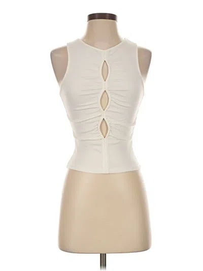 Pre-owned Nia Sleeveless Top Ivory Keyhole Neckline Tops