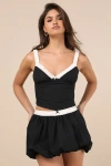 Nia Smith Black Bubble-hem Mini Skirt In Black