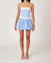 Nia Bubble Mini Skirt In Chambray