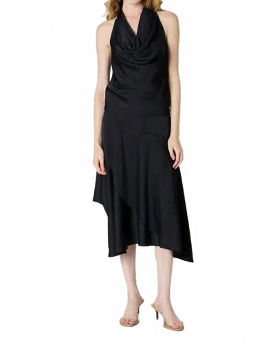 Nia Solana Satin Sleeveless Top In Navy In Black
