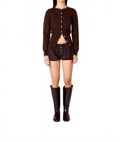 Nia Sophia Button Front Cardigan In Espresso In Brown