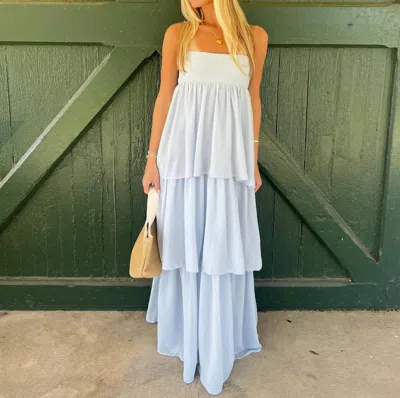 Nia Soria Tiered Maxi Dress In Air In Blue