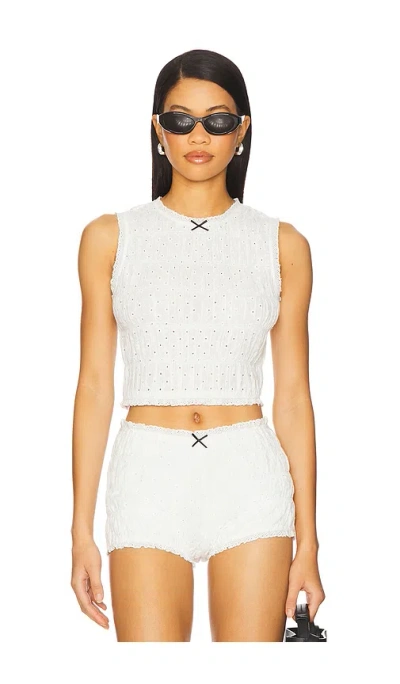 Nia Storm Eyelet Top In White