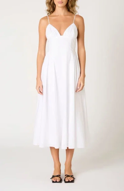 Nia Sydney Cotton Blend Midi Dress In White