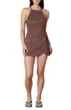 Nia Terrycloth Wrap Mini Skirt In Brown In Brown