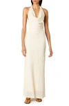 Nia Thalia Lace Halter Maxi Dress In White