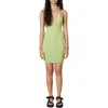 Nia Thin Ribbed Halter Slipdress In Green