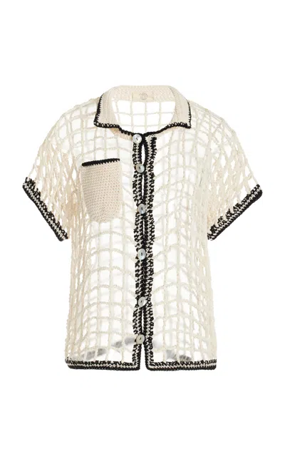 Nia Thomas Exclusive Sessa Crocheted-cotton Shirt In White