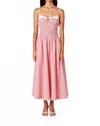 Nia Thomas Red Gingham Smocked Sleeveless Midi Dress In Pink