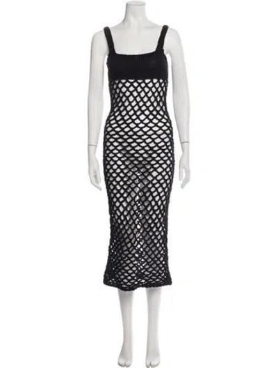 Pre-owned Nia Thomas Patterned Long Dress In Black