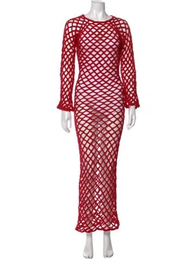 Pre-owned Nia Thomas Patterned Long Dress In Red