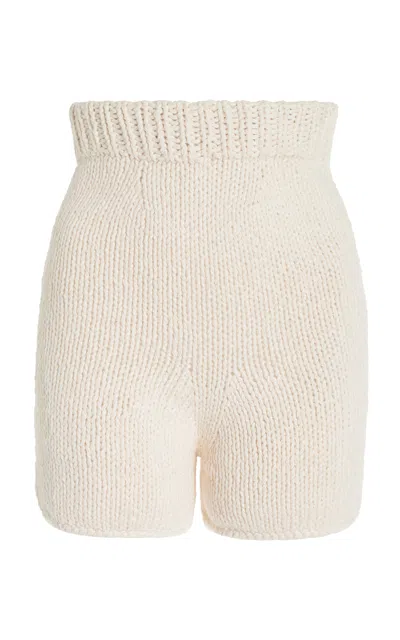 Nia Thomas Paulo Knit-cotton Shorts In Ivory