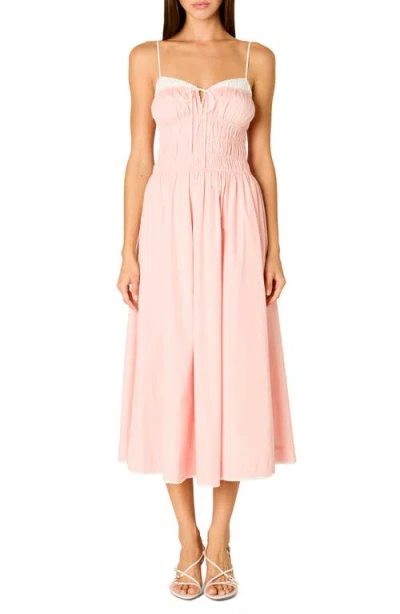 Nia Thomas Smocked Sleeveless Midi Dress In Pink