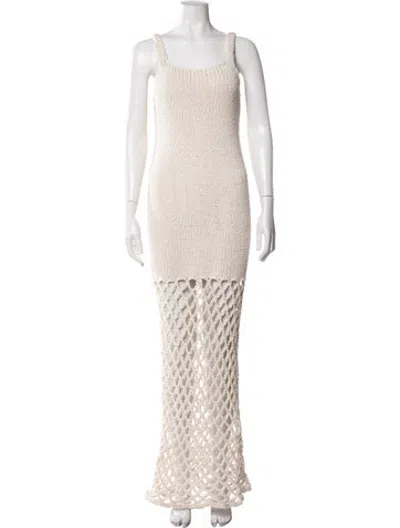 Pre-owned Nia Thomas Square Neckline Long Dress In Neutrals