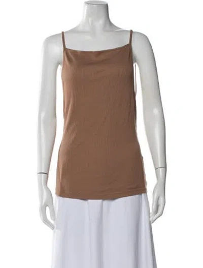 Pre-owned Nia Thomas Square Neckline Sleeveless Top In Brown