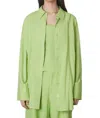 Nia Tony Oversize Long Sleeve Button-up Shirt In Green