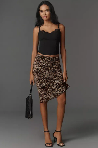 Nia Tresor Sheer Mesh Midi Skirt In Animal Print