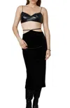 Nia Velvet Tie Waist Midi Skirt In Black In Black
