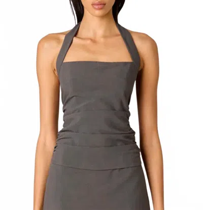 Nia Ventura Halter Neck Top In Grey In Gray