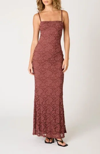 Nia Vetiver Embroidered Maxi Dress In Brown
