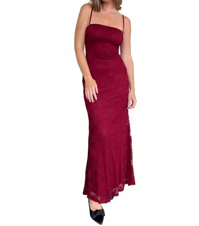 Nia Vetiver Lace Slip Dress In Merlot In Red