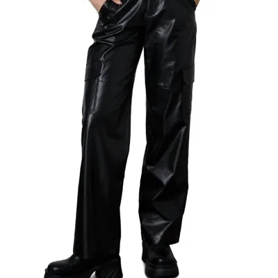 Nia Women's Vegan Leather Cargo Pant In Black