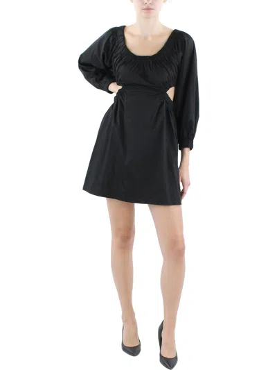 Nia Womens Poplin Cut-out Fit & Flare Dress In Black