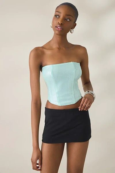 Nia Yusef Sequined Corset Top In Blue, Women's At Urban Outfitters