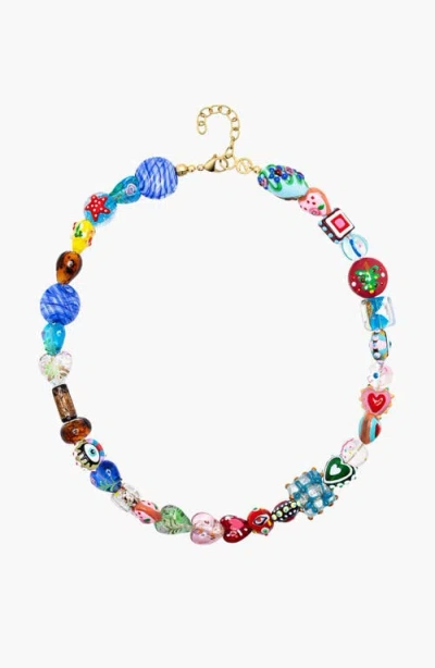 Nialaya Beaded Charm Necklace In Multi