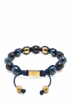 Nialaya Black Blue Ceramic Gold Beaded Bracelet In Blue