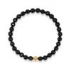 Nialaya Black / Gold Men's Wristband With Agate And Gold In Multi