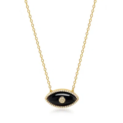 Nialaya Black / Gold Women's Black Enamel Evil Eye Necklace In Burgundy