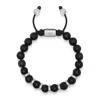 Nialaya Black Men's Sterling Silver Beaded Bracelet With Lava Stone